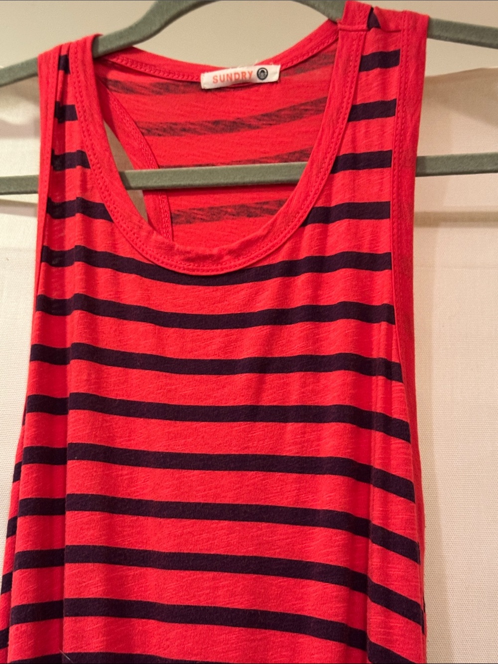 Sundry Pink and Black Striped Maxi Tank Dress